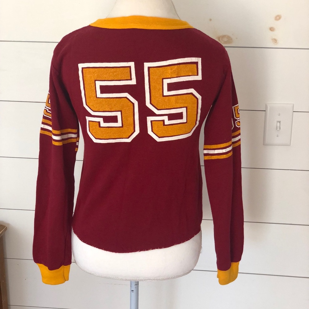 Vintage football cropped sweatshirt crimson and gold XS - Picture 12 of 14